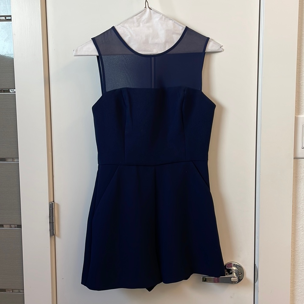 BCBG blue sheer romper